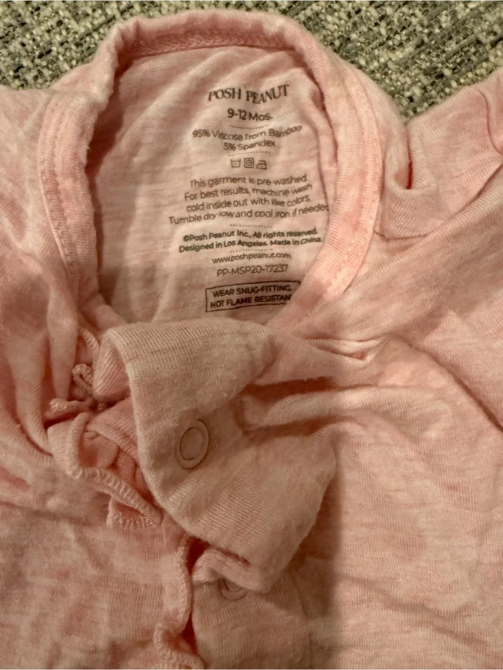 Posh Peanut Pink Bamboo Ruffle Footie Sleeper 9-12 Months